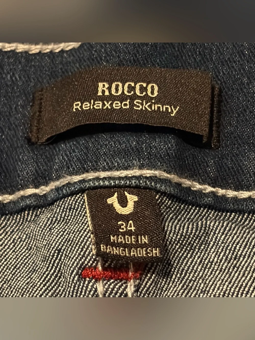 True Religion Rocco Relaxed Skinny Jeans Men’s Size 34x32 Dark Wash NWT No Flap